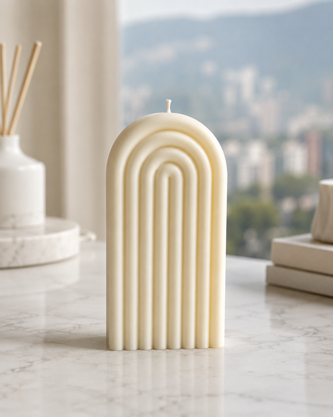 Vela Arco Decorativa Aroma Vainilla | Cera de Soja Natural
