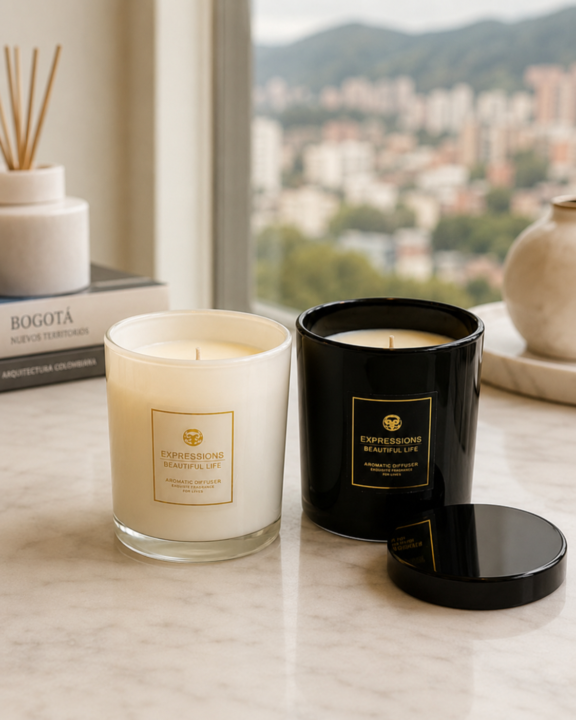 Vela Decorativa con Piedras y Pétalos | Envase de Vidrio Reutilizable