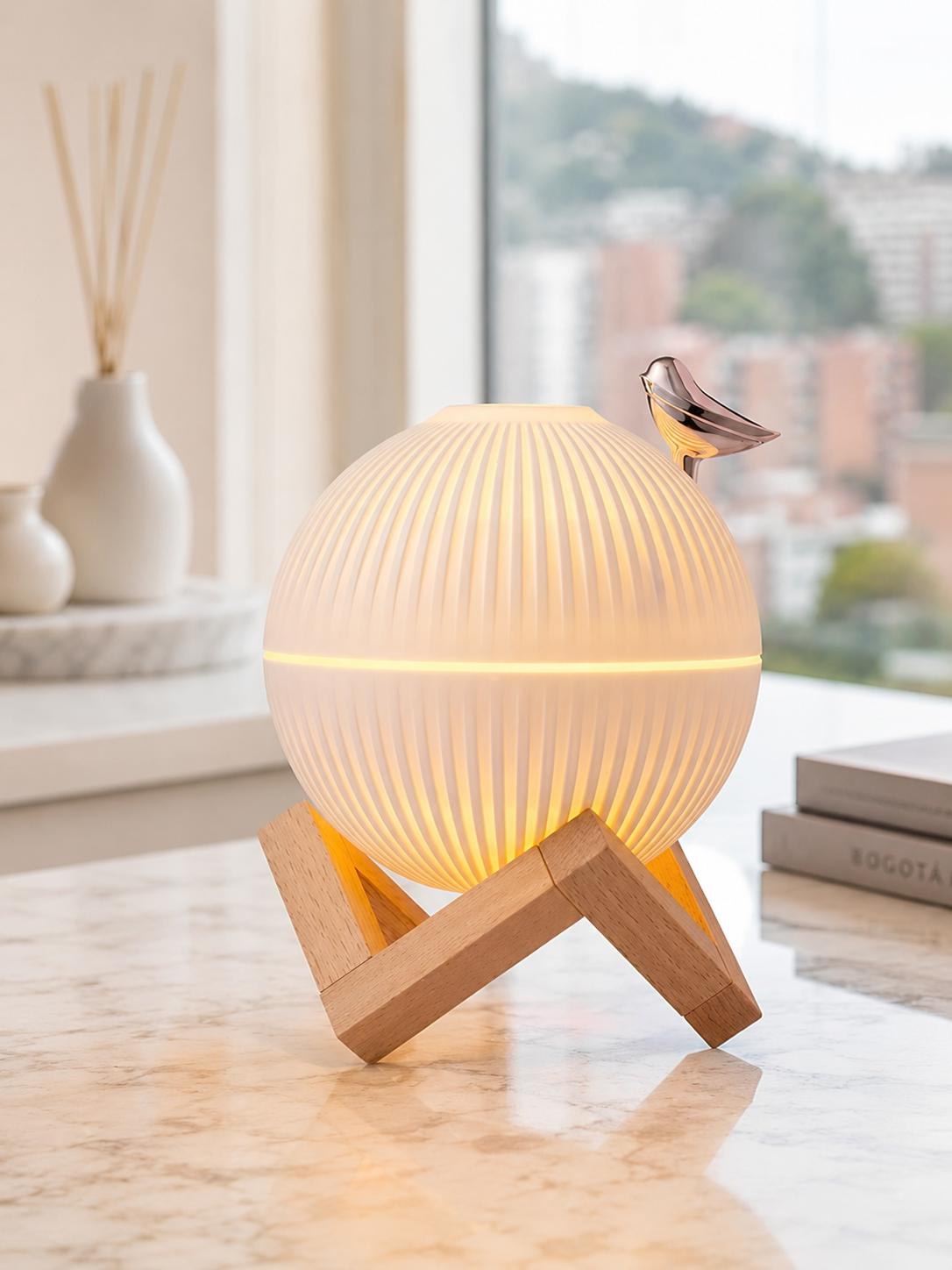 Humidificador Difusor Figura Pájaro 330ml | Diseño Decorativo Blanco