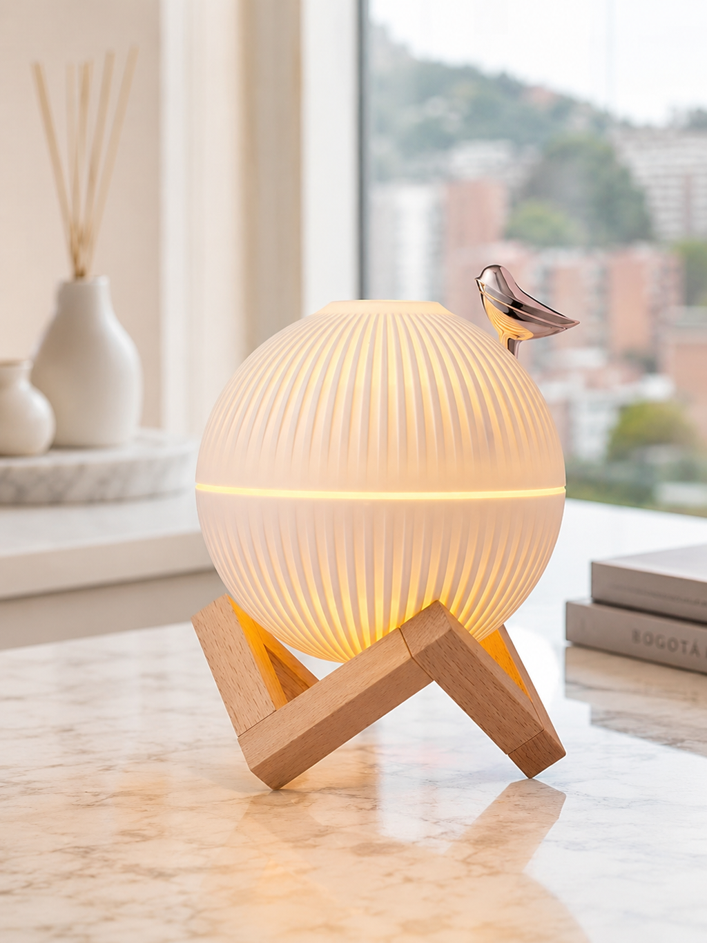 Humidificador Difusor Figura Pájaro 330ml | Diseño Decorativo Blanco