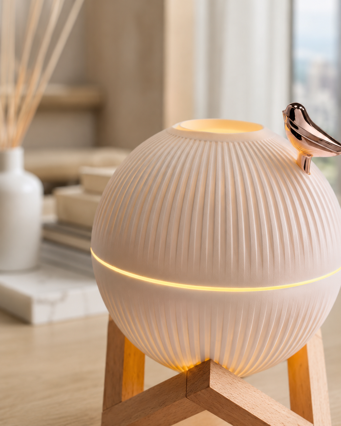 Humidificador Difusor Figura Pájaro 330ml | Diseño Decorativo Blanco