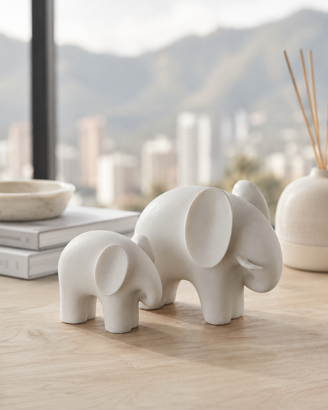 Set de 2 Figuras Decorativas de Elefante | Símbolo de Unión y Buena Suerte