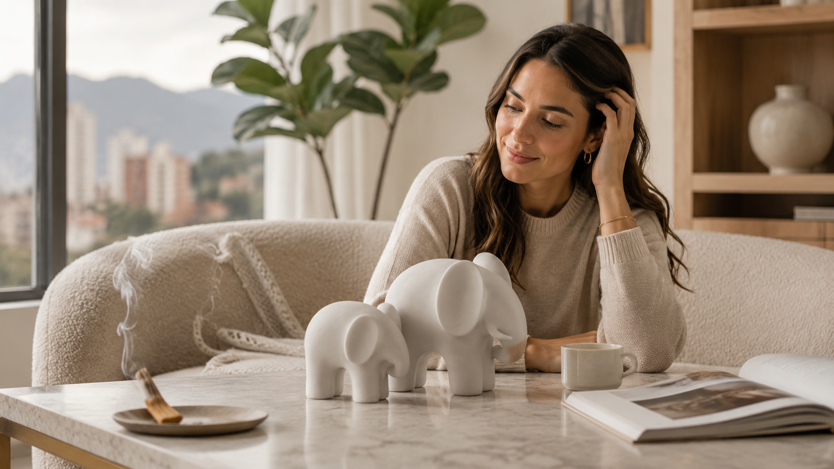 Set de 2 Figuras Decorativas de Elefante | Símbolo de Unión y Buena Suerte