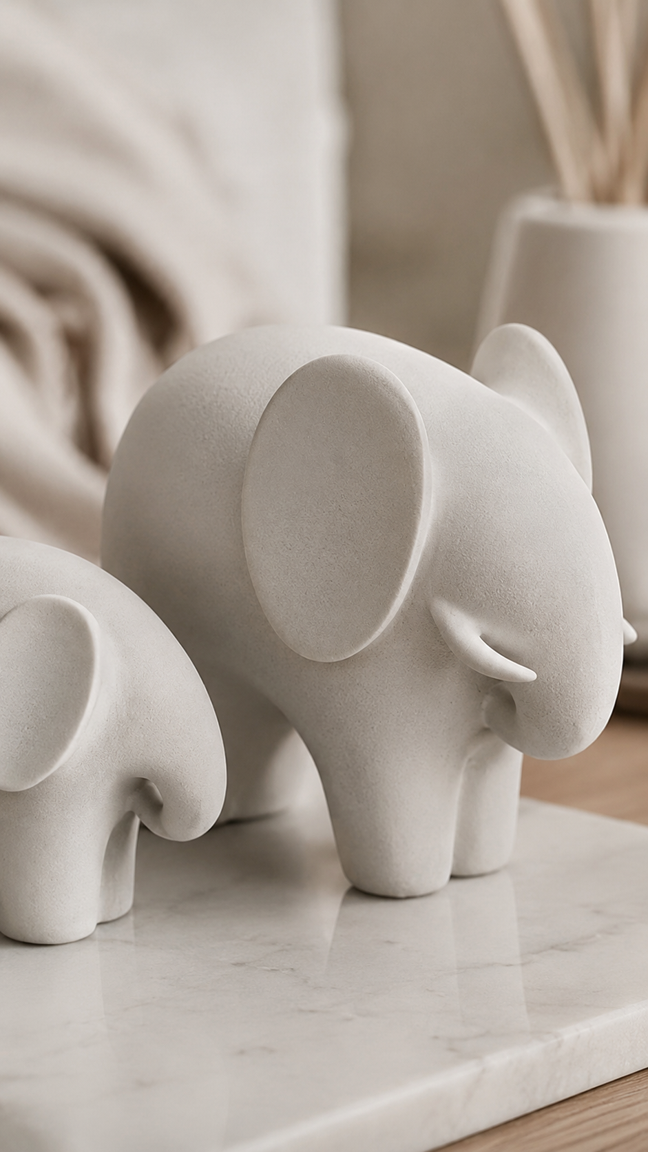 Set de 2 Figuras Decorativas de Elefante | Símbolo de Unión y Buena Suerte