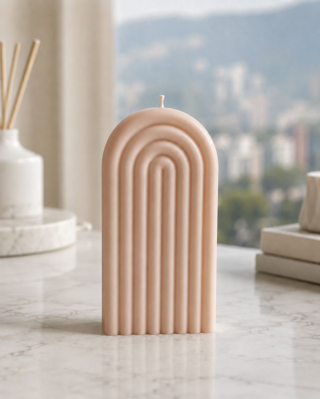 Vela Arco Decorativa Aroma Vainilla | Cera de Soja Natural