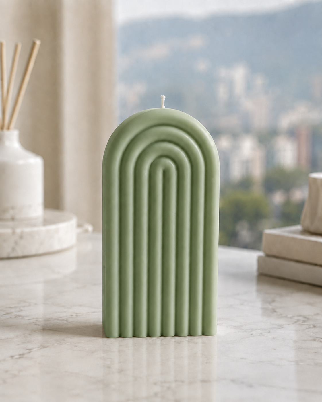 Vela Arco Decorativa Aroma Vainilla | Cera de Soja Natural