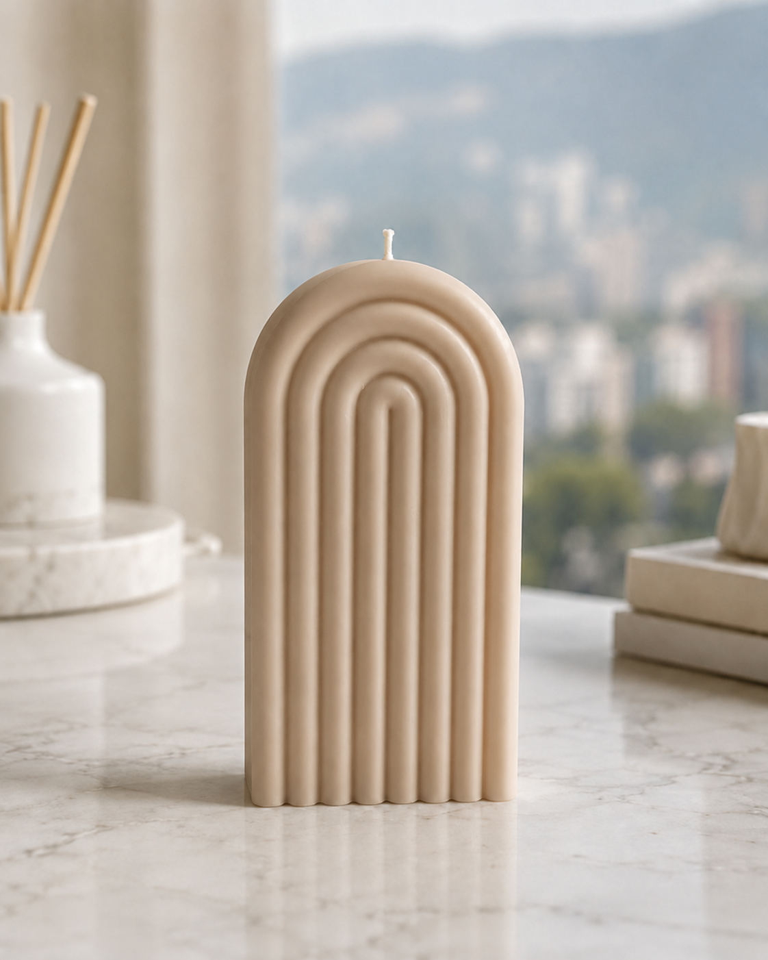 Vela Arco Decorativa Aroma Vainilla | Cera de Soja Natural