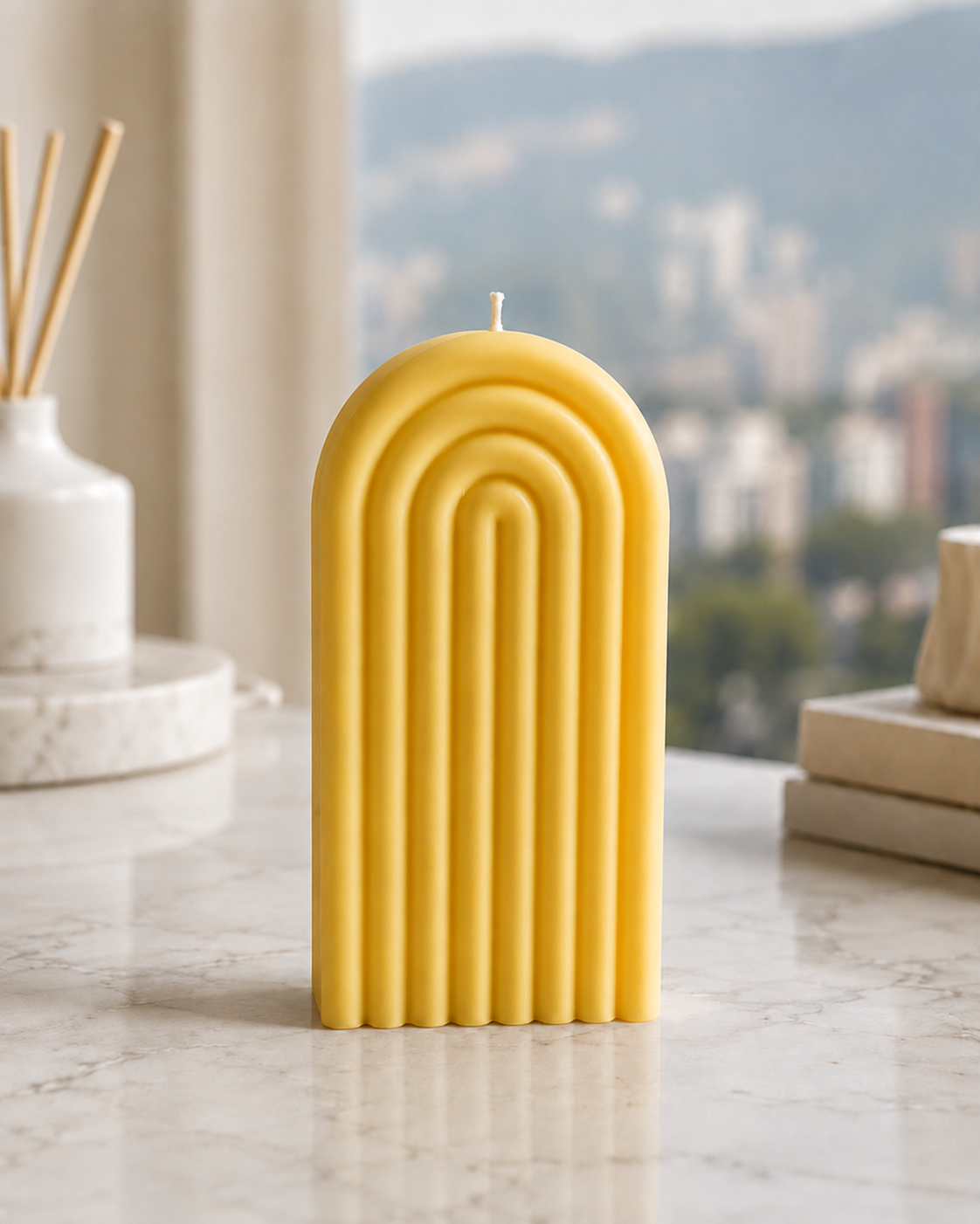 Vela Arco Decorativa Aroma Vainilla | Cera de Soja Natural
