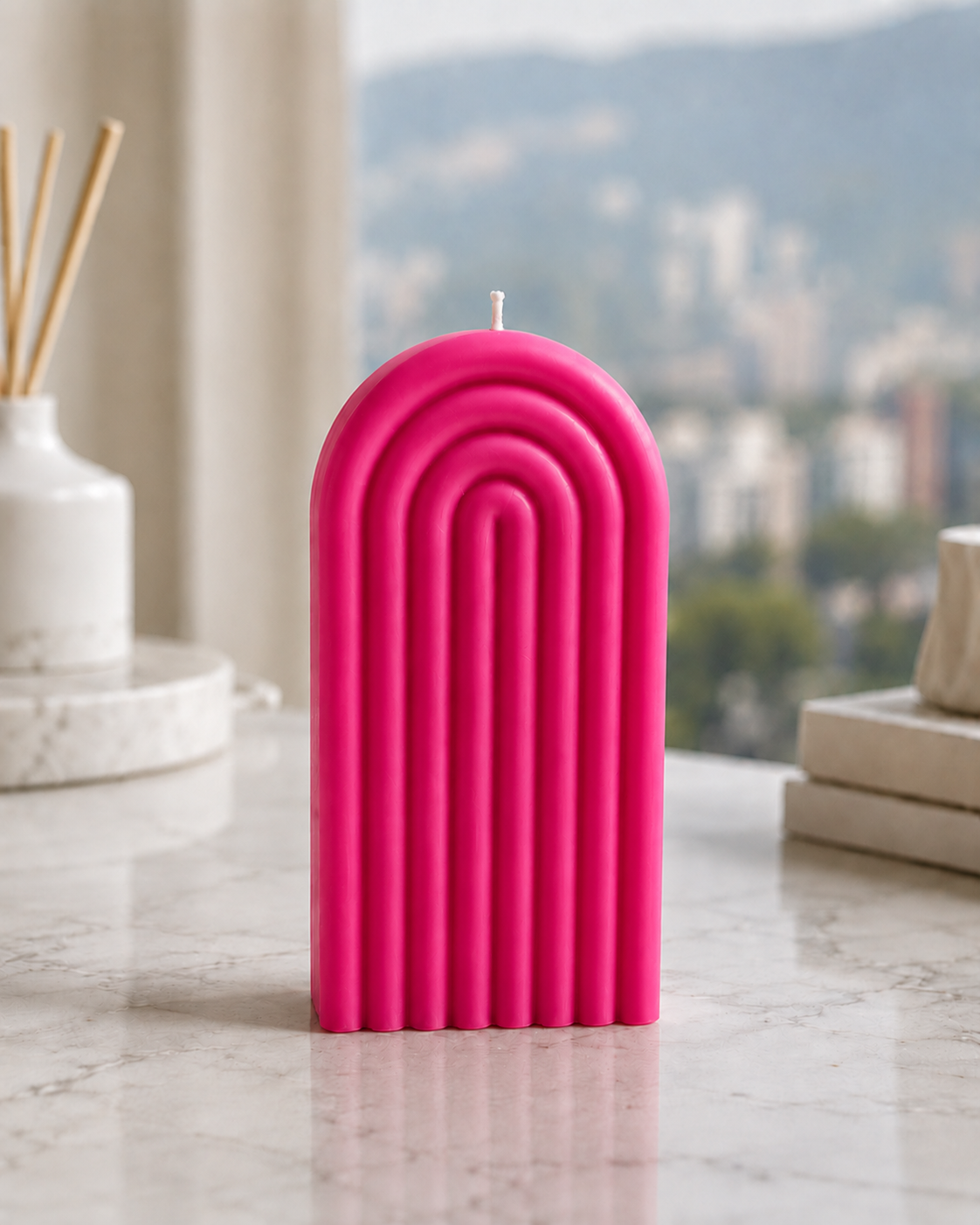 Vela Arco Decorativa Aroma Vainilla | Cera de Soja Natural
