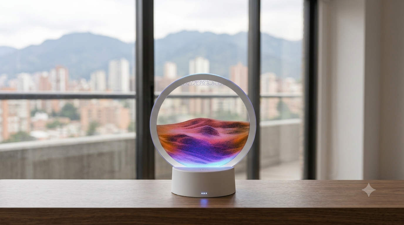 Lámpara 3D Cristal Flotante — Luz LED Nocturna con Base de Madera