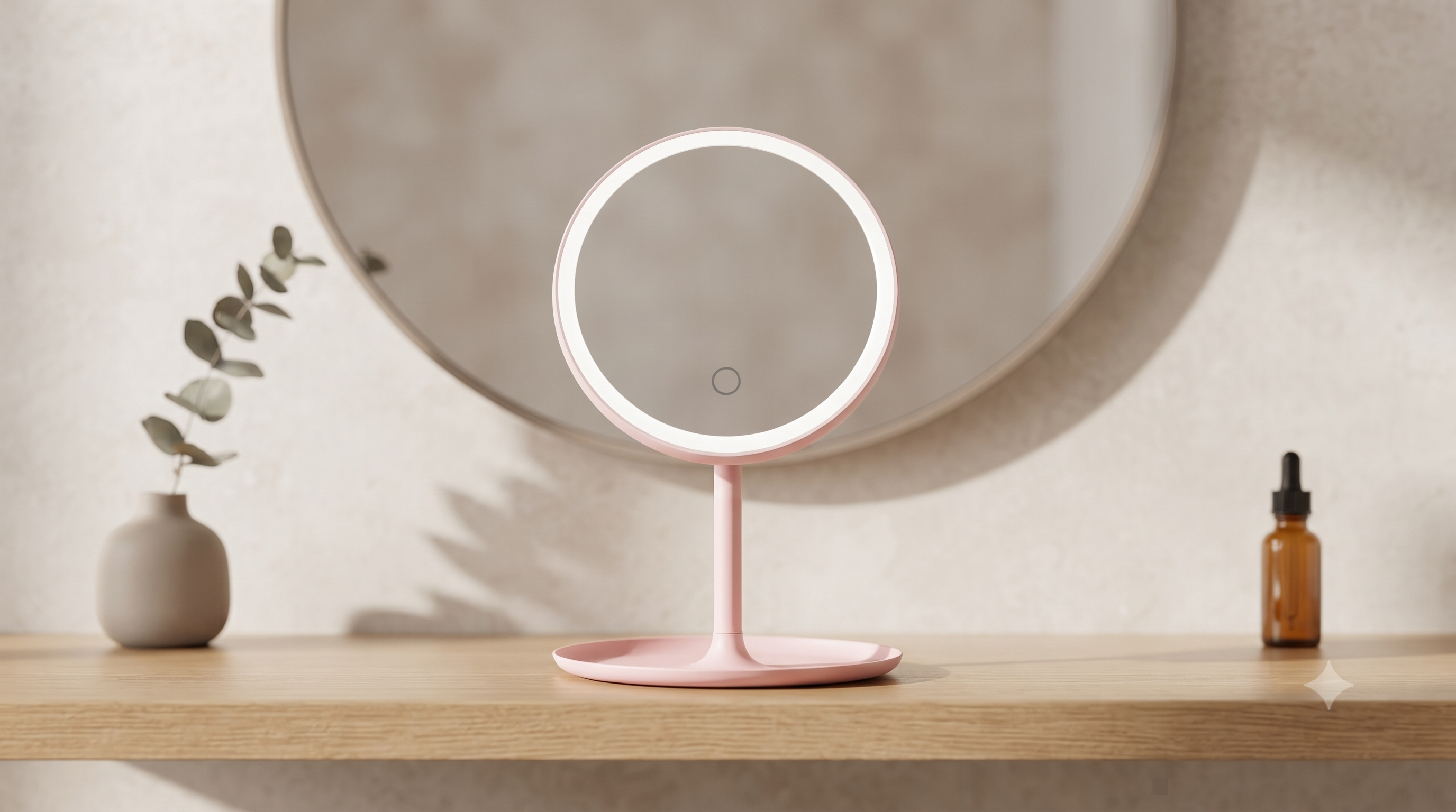 Espejo de Maquillaje LED Recargable | 3 Tonos de Luz, Rotación 90°