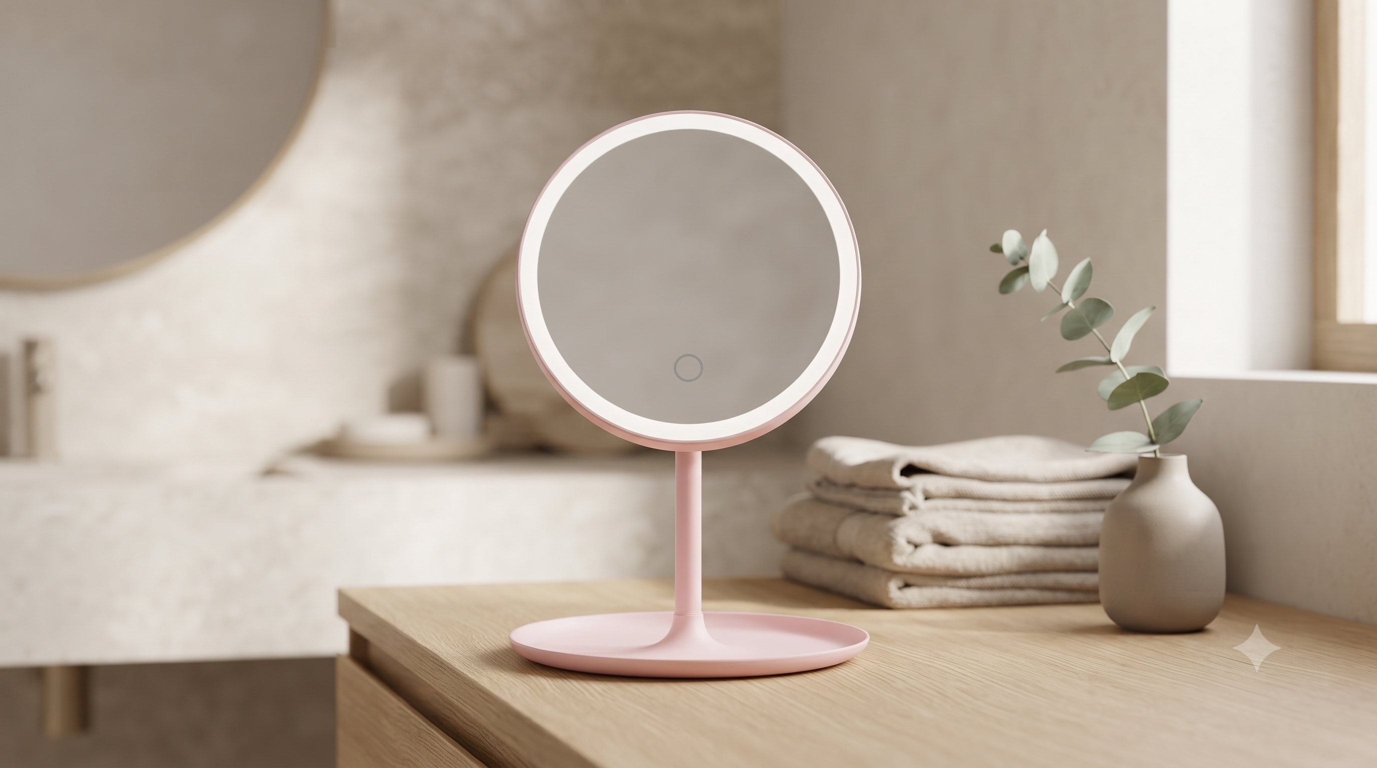 Espejo de Maquillaje LED Recargable | 3 Tonos de Luz, Rotación 90°